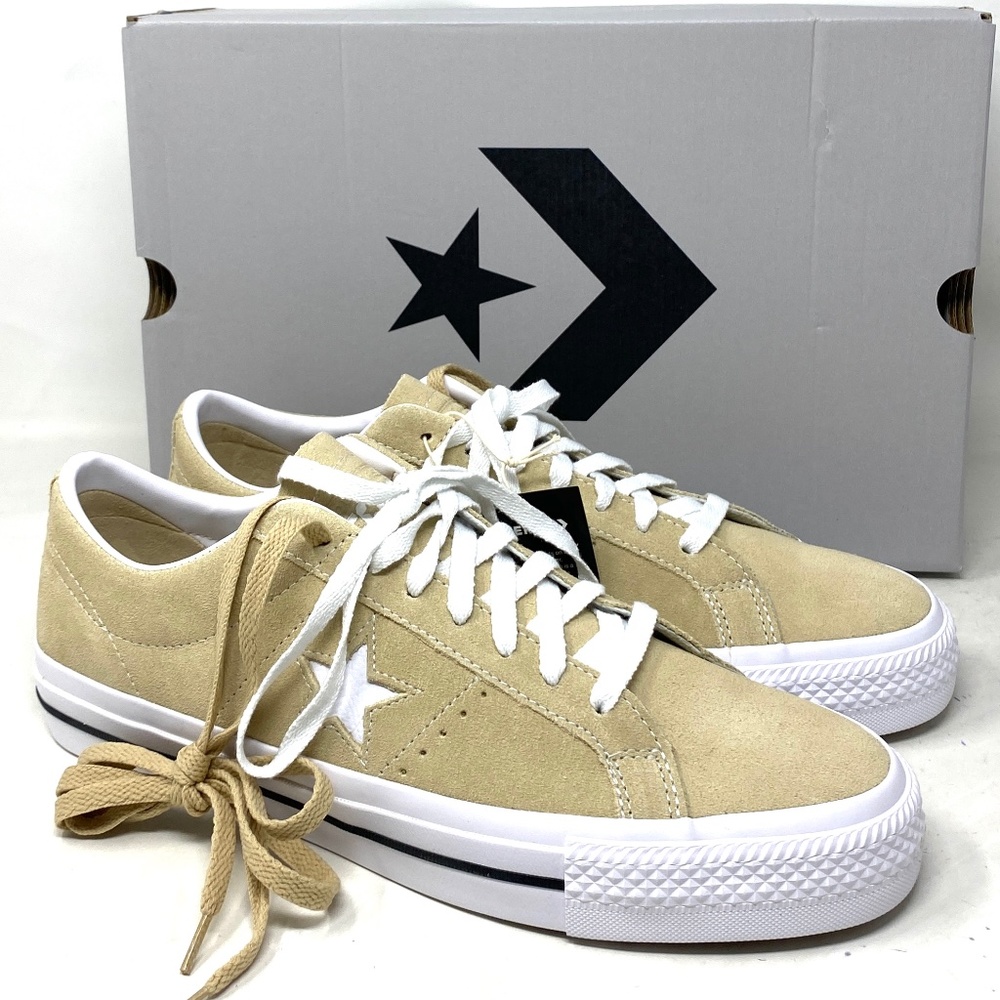 Converse One Star Pro Suede Sneakers Oat Milk Low Top Casual Men's Size A04155C - Picture 2 of 11